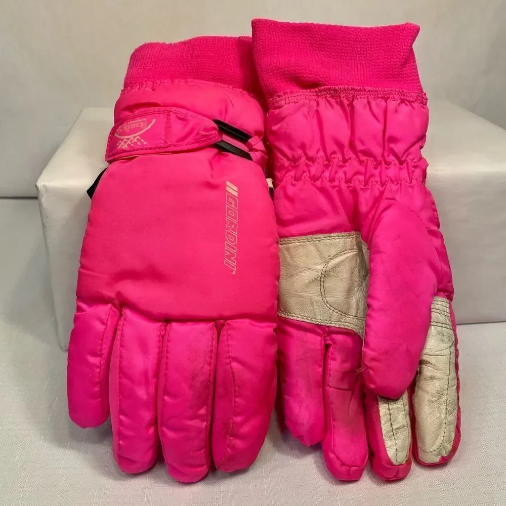 VINTAGE HOT PINK THERMOLITE LADIES SKI GLOVES BY GORDINE SIZE MEDIUM